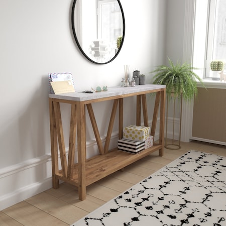 Flash Furniture 52 W, 14 L, 32 H, Engineered Wood, Warm Oak/Concrete ZG-034-WOAK-CONC-GG